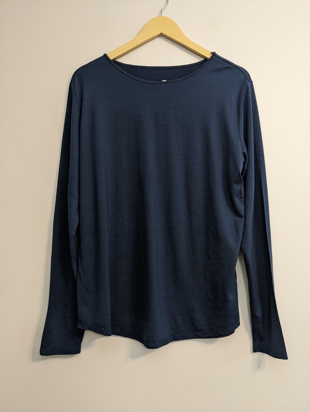 Seg'ments 100% Merino Wool Long Sleeve Crew Neck Top | Teal Blue | Large